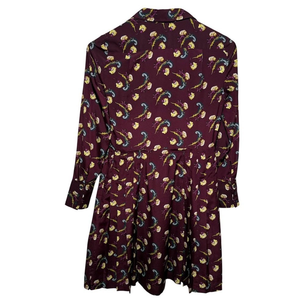 SOLD!   Banana Republic 4 P Burgundy Floral Dress Button Front Light Fit & Flare - Picture 6 of 7